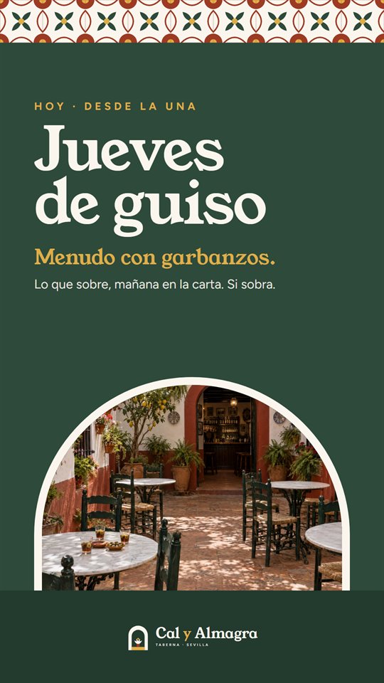 Historia de Instagram de Cal y Almagra: jueves de guiso, menudo con garbanzos
