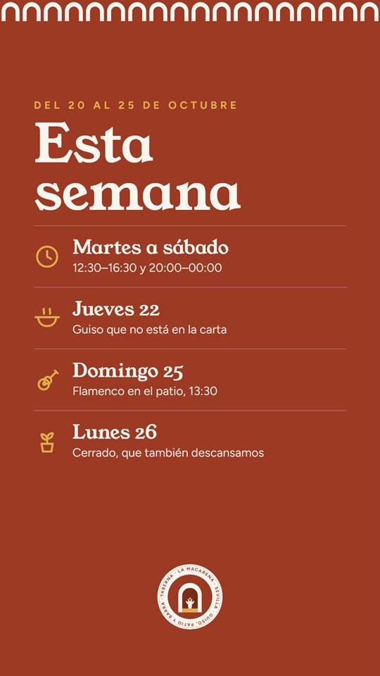 Historia de Instagram de Cal y Almagra: el horario y los planes de la semana